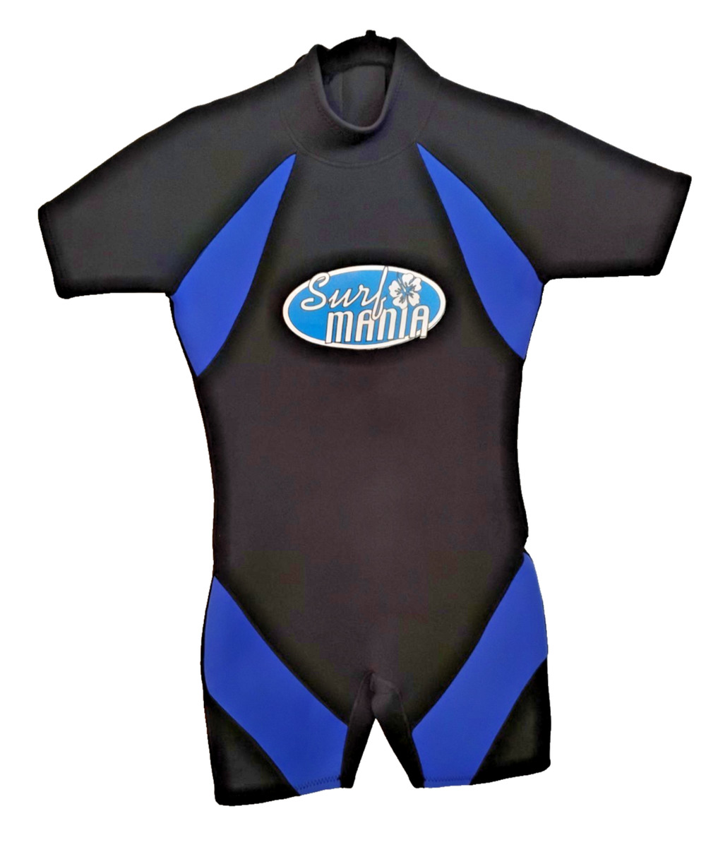 Shorty Wetsuit Medium 5mm Neoprene Back Zip Blue Black Scuba Diving Triathlon